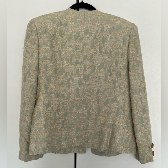 Vintage Green And Cream Women’s Blazer, 80s style suit, classy suit jacket - Picture 5 of 8